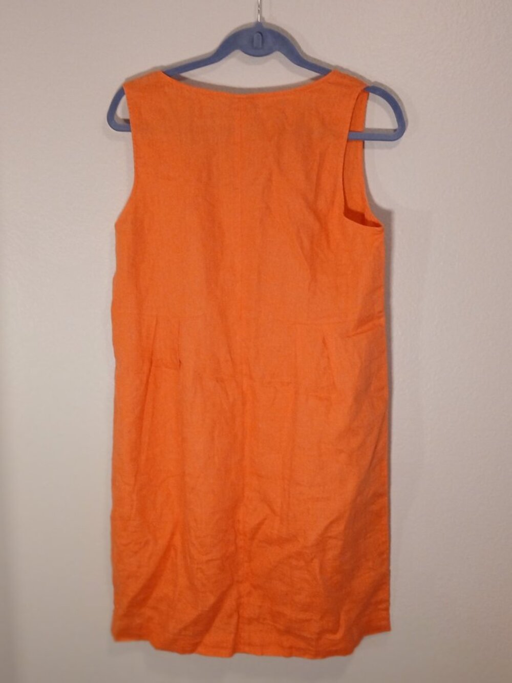 J Jill Women's Orange 100% Linen Sleeveless Shift Dress - Picture 6 of 9